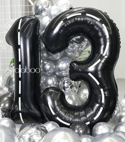 Race Car 40 Inch Black 13 Big Large Helium Balloon Number 0-9 | Track Giant - Image 4