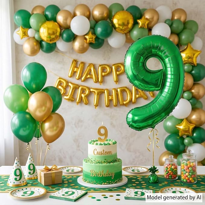 Green Number 9 Balloon 40 Inch, Vibrant Foil - Image 3