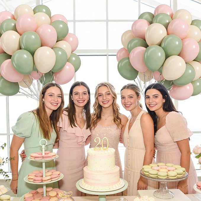 60pcs Pink and Green Balloons 12inch - Image 6