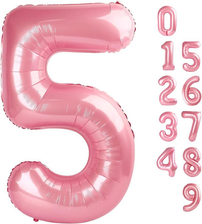 Number 5 Balloons 40 Inch for 5 15 Birthday Party Decorations, Pastel Pink | by Mluchee