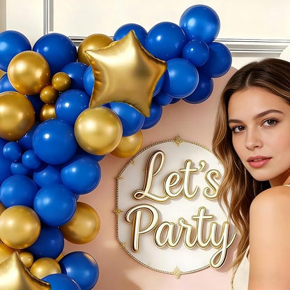 Royal Blue and Gold Balloon Garland Arch Kit - Image 4