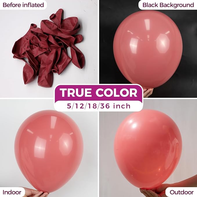 Bezente Dusty Pink Giant Latex Round Balloons 36 Inch 8 Pack | Rose Pink Large - Image 2