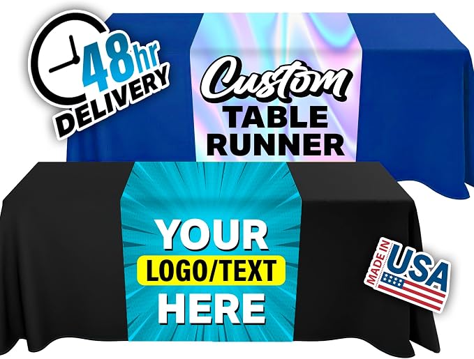 Custom Table Runner Cover with Logo Text Personalized Customizable by Dot4DotPrinting