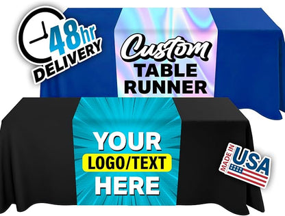 Custom Table Runner Cover with Logo Text Personalized Customizable by Dot4DotPrinting