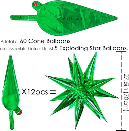 ZAKVOOR 60 Pcs Star Balloons 12 Spike Foil Explosion Party Decoration Balloons - Image 2