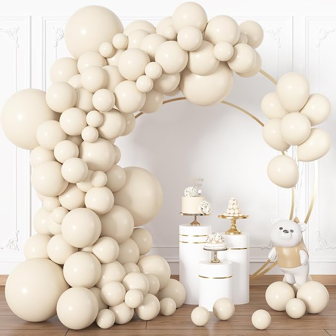 164Pcs Beige Cream Balloons Garland Arch Kit Different Sizes | 18 12 10 5 inch by OUDDYLIFE