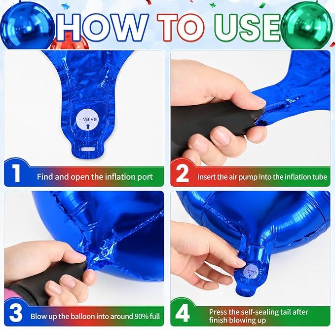 Red Blue Green Round Foil Balloons, Metallic Red Blue Green Foil Baloon - Image 3