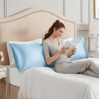 INFIIXSO Body Pillow Cover with Zipper, Luxury Mulberry Silk Body Pillow Case 20x54 Inches, Ultra Smooth and Soft Cooling Long Pillowcase, Gift for Women, Men(Light Blue)