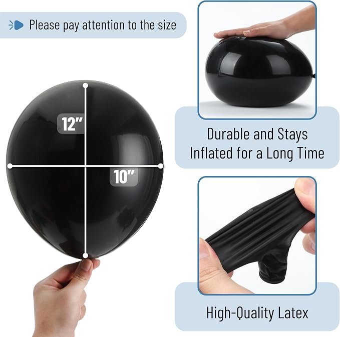 Mr. Pen- Black Balloons, 12 Inch, 54 Pack | Black Latex Balloons - Image 3