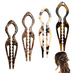 4PCS Prestige French Hair Pins for Women - Acetate Hair Clips for Thick, Thin, Fine Hair - Decorative Bun Styling Barrettes in Black & Blonde(A)