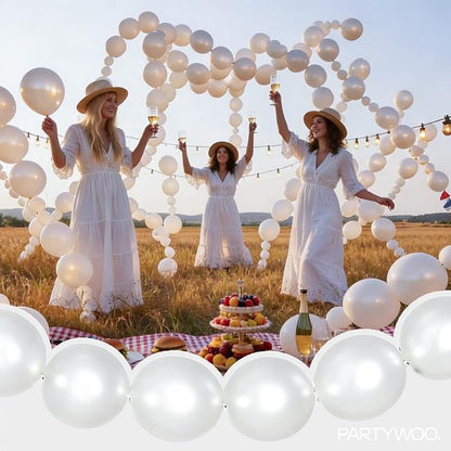 PartyWoo Pearl White Linking Balloons 100pcs 12 Inch White Link Balloons | - Image 7