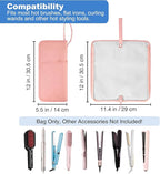 SITHON Hot Iron Holder & Mat, Heat Resistant Hair Tools Travel Bag Portable Hot Tools Organizer Cover Pouch for Curling Irons, Flat Irons, Hair Straightener and Styling Tools (Bag Only) (Pink)