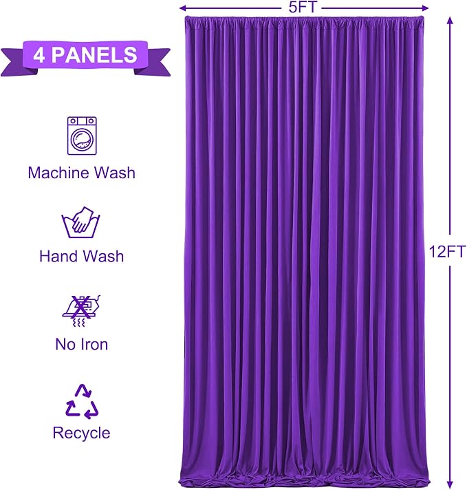 4 Panels Purple Backdrop Curtains - Image 5