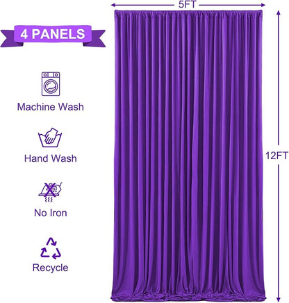 4 Panels Purple Backdrop Curtains - Image 5