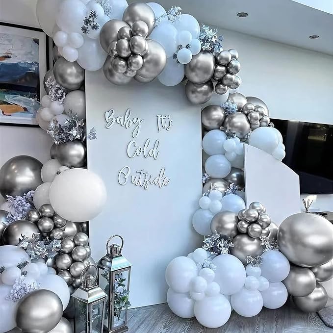 50 Pack Metallic Silver Balloons 12 Inch - Image 3