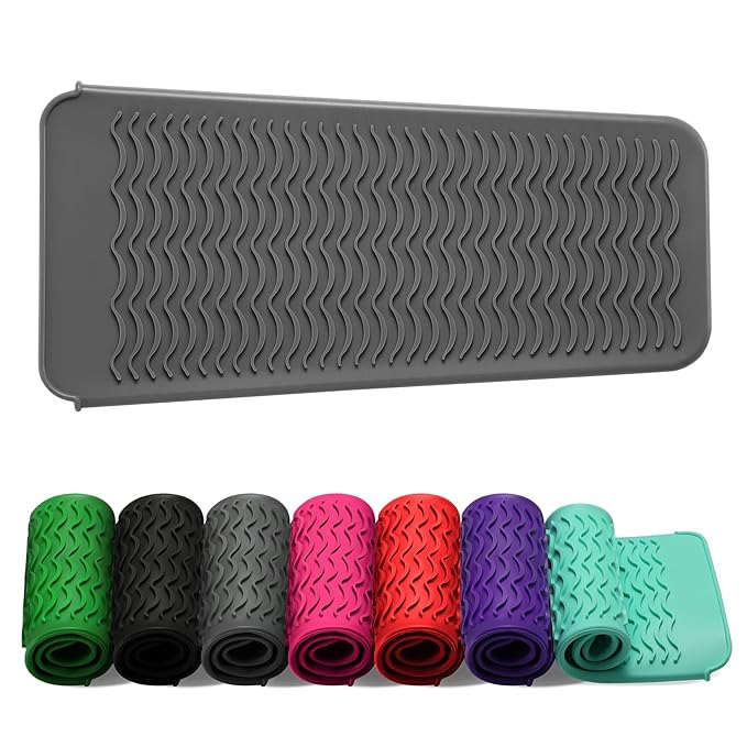 ZAXOP Resistant Silicone Mat Pouch for Flat Iron, Curling Iron,Hot Hair Tools (Grey)