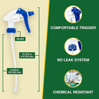 Heavy Duty 32oz Plastic Spray Bottles for Cleaning - Large Empty Industrial Bottles for Gardening Solutions, Vinegar, Chemicals, Professional Cleaners - Adjustable Sprayer Nozzle - 4 Pack