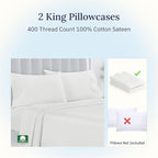 California Design Den King Size Pillowcase Set - 400 Thread Count, 100% Cotton Sateen, Set of 2 Pillow Covers, Soft and Breathable - Ivory (Pale Tone)