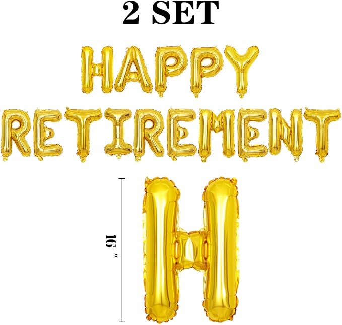 2 Set 30Pcs Gold Happy Retirement Letter Balloons 16in Balloon Foil Letter - Image 2