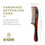 Kent 21T 8 Inch Large Detangling Comb, Wide Teeth for Thick Curly Wavy Hair. Long Hair Detangler Comb For Wet and Dry. Handmade of Quality Cellulose, Saw-Cut Hand Polished, Made in England