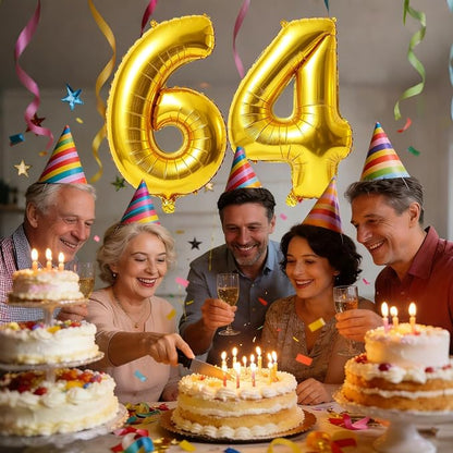 40 Inch Number 64 Balloons for 64th Birthday Party Decorations, 0-100 Gold - Image 2