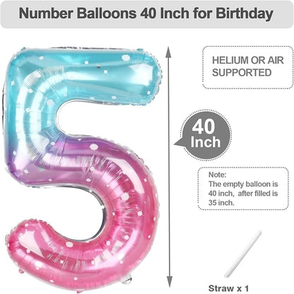Number Balloons 40 Inch Pink Blue Purple 4 Balloon - Image 5