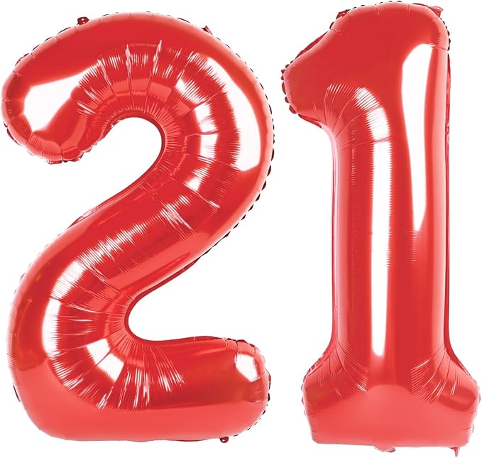 21 Balloon - Red Birthday Number Balloons, 40 Inch Decorations Men Women | Red by ALPHADELTAPI