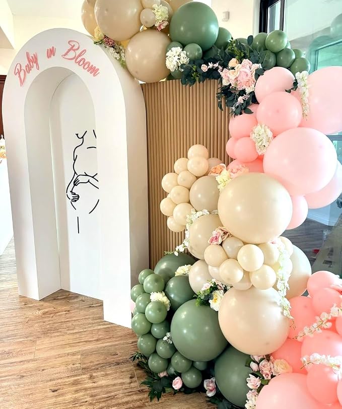 Sage Green and Pink Balloon Arch Kit - Image 5