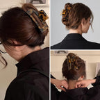Large Hair Claw Clips Big Cutout Tortoise Shell Celluloid Hair Jaw Clips 4.1inch French Design Rectangle Hair Clamp for Women Ladies