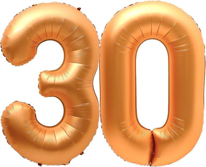 30 Balloon Number, 40 Inch Orange Foil Balloons Giant Jumbo Helium Number 30 by VHUWE