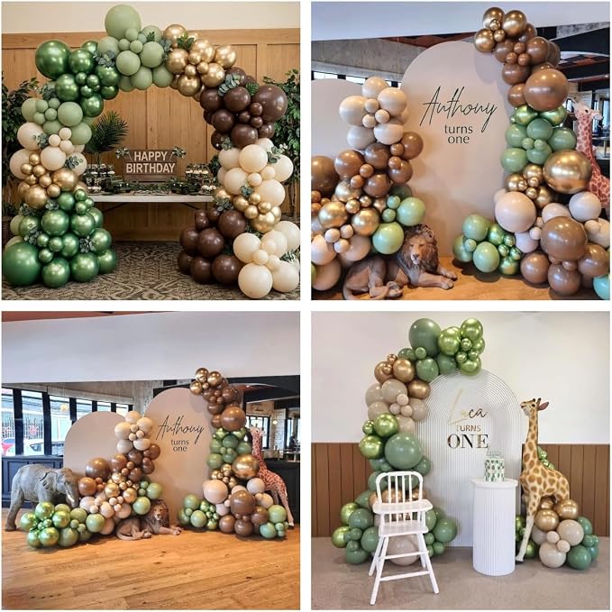 Sage Green Brown Safari Balloons, Camo Army Hunting Balloons - Image 9