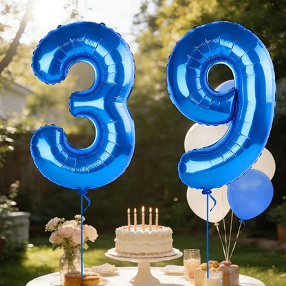 40 Inch Number 39 Balloons for 39th Birthday Party Decorations, 0-100 Dark Blue - Image 3