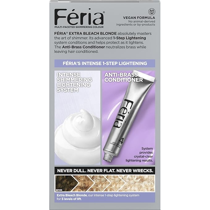 L'OrÃƒal Paris Feria Multi-Faceted Shimmering Permanent Hair Color, 205 Bleach Blonding (Extra Bleach Blonde), Pack of 1 kit Hair Dye