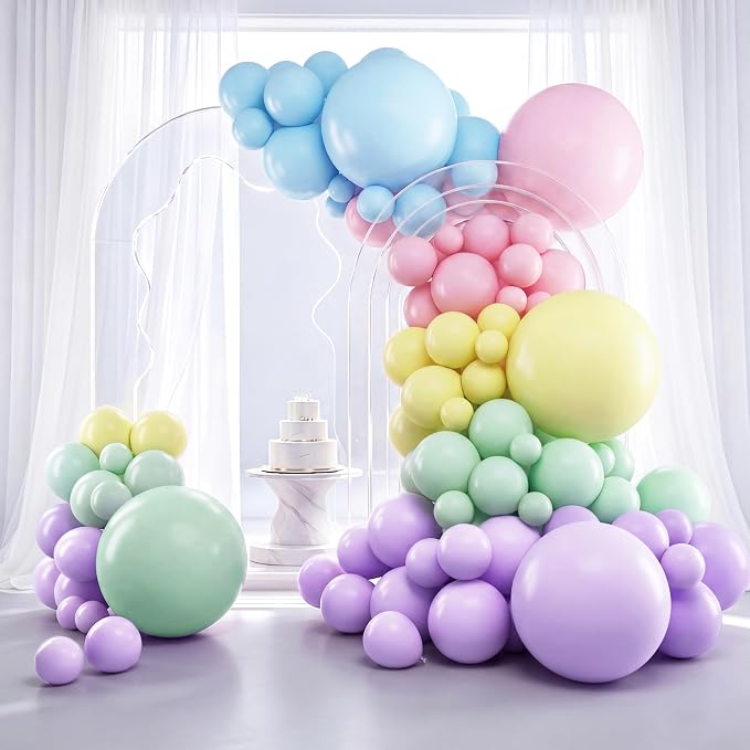 RUBFAC Pastel Balloons Different Sizes Rainbow Easter Balloon Arch 129pcs | by RUBFAC