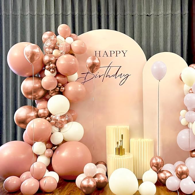 Dusty Pink White Rose Gold Balloons Arch Kit - Image 3