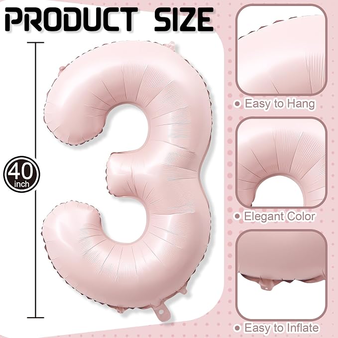 13th Birthday Balloons for Girls, Blush Pastel Pink Large Helium 13 Balloon - Image 2