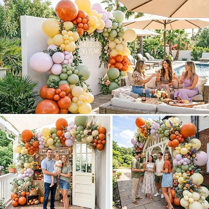 Sage Green Orange Yellow Balloon Arch Garland Kit Double Stuffed | Pale Purple - Image 6