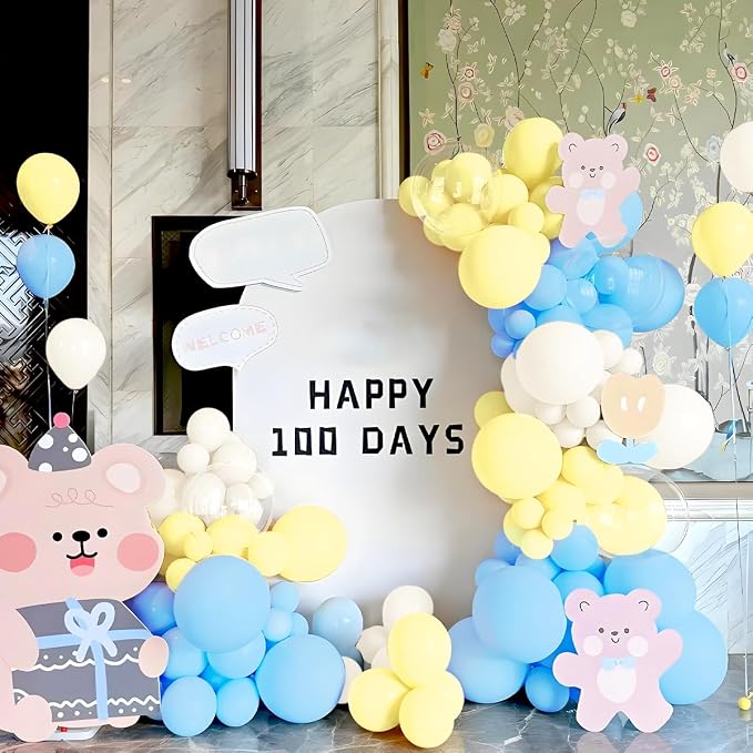 Pastel Yellow Blue White Balloon Garland Arch Kit - Image 7