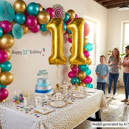 Gold Number 11 Balloon 40 Inch, Shiny Foil Decor - Image 3