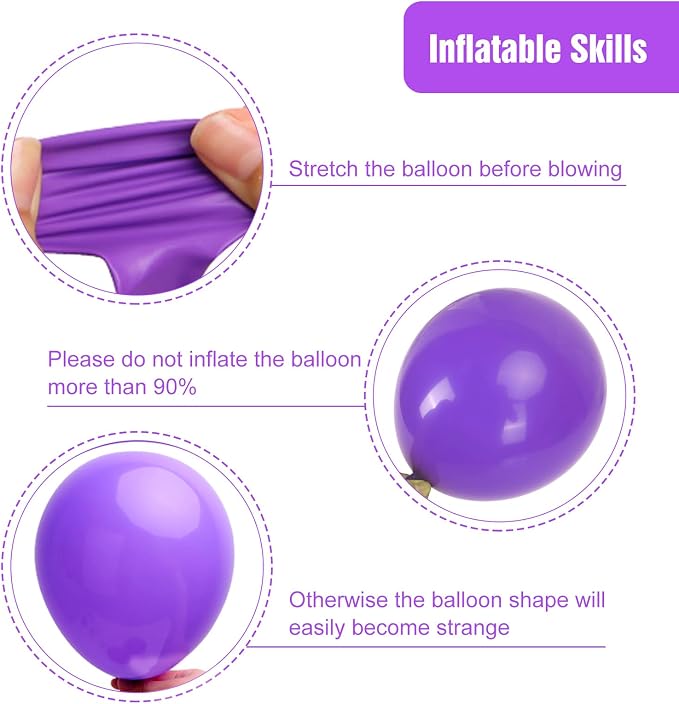 RUBFAC 135pcs Purple Balloons, Latex Lavender Lilac Balloon Different Sizes 18 - Image 3