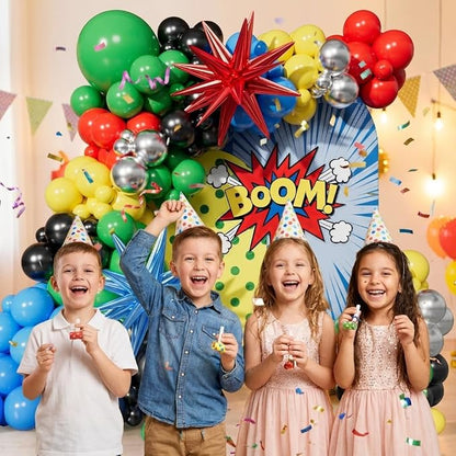 Red Blue Yellow Green Black Balloons Garland Arch Kit - Image 7