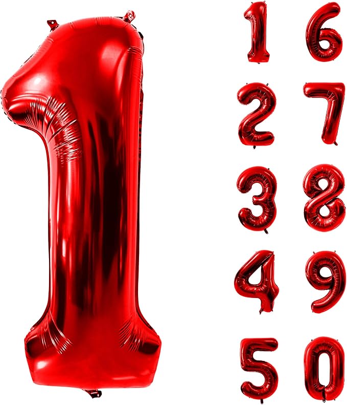40 Inch Red Number 1 Balloon Large Red Foil Balloon Red 1 Balloons Mylar Helium by Yeodong