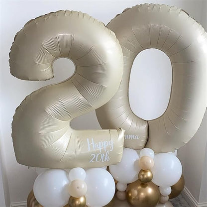 Beige 12th Birthday Balloons for Boys Girls, 40 Inch Big Cream Foil 1 and 2 - Image 6