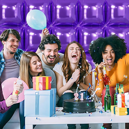 NISOCY 25PCS Metallic Purple Square Foil Balloons Wall Backdrop | Double Sided - Image 6