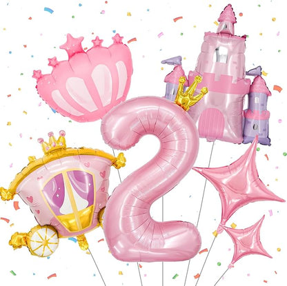 Minyu 6-Piece Princess Theme Party Decoration Set: Princess Carriage + Pink by Unknown
