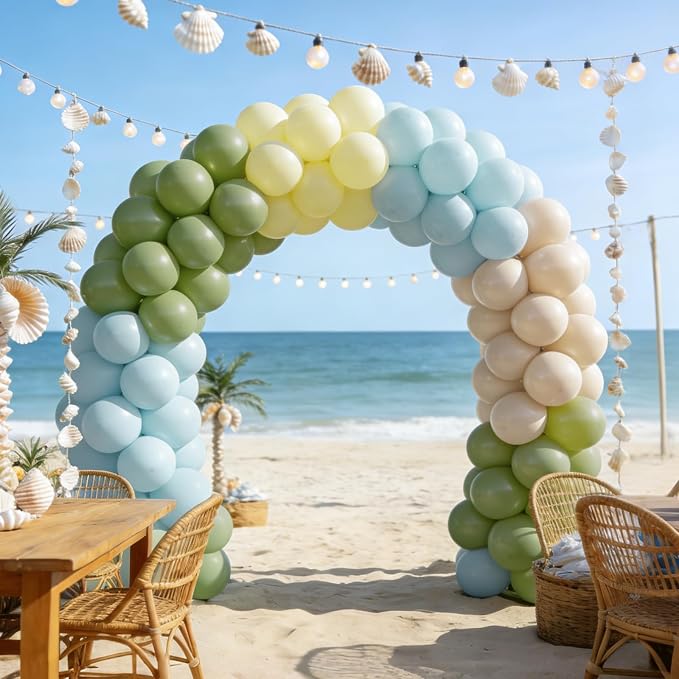 Bezente Dusty Blue Sage Green Pastel Yellow Latex Balloons Kit 60pcs 12-in | - Image 6