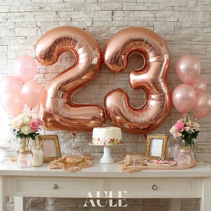 AULE 40 Inch Rose Gold 23 Balloon Number Foil 0-9 Birthday Big Numbers | - Image 3