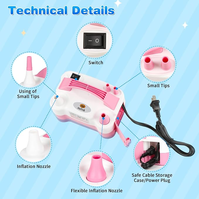 Electric Balloon Pump, Portable Electric Balloon Blower Machine Balloon Air - Image 2