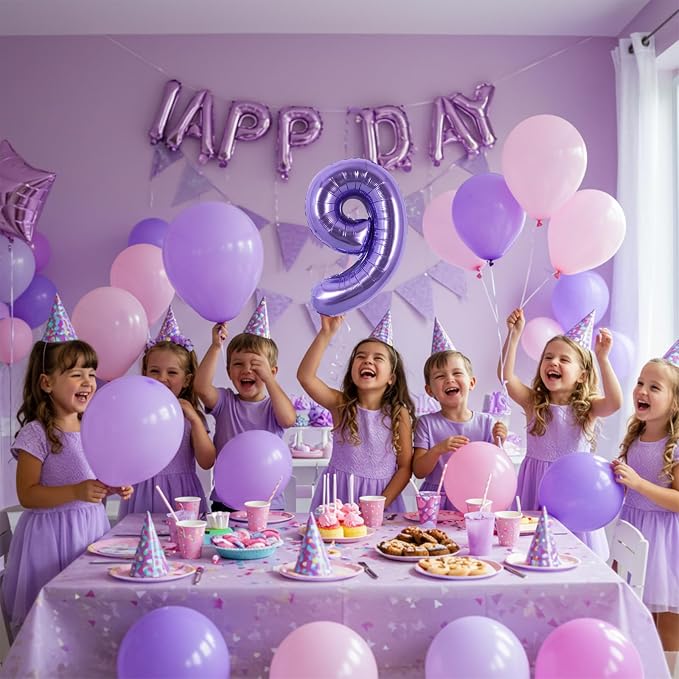 TONIFUL Number Balloon 16 Inch 10 Pcs Purple 0-9 Birthday Number Balloons | - Image 5