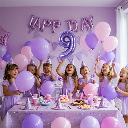 TONIFUL Number Balloon 16 Inch 10 Pcs Purple 0-9 Birthday Number Balloons | - Image 5